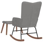 vidaXL Chaise à bascule avec repose-pied Gris clair Velours