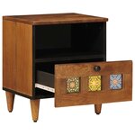 vidaXL Cabinet de chevet avec tiroir 2 Pièces Marron 40 x 33 x 46 cm