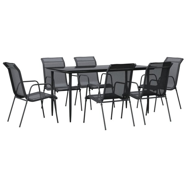 vidaXL Ensemble à manger de jardin 7 Pièces noir textilène et acier