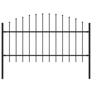 vidaXL Clôture de jardin avec dessus en lance Acier 1 7 m Noir