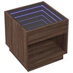 vidaXL Table de chevet avec LED infini chêne marron 50x50x50 cm