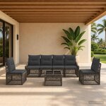 vidaXL Ensemble de canapé de jardin 7 pc Gris polyrotin