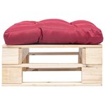 vidaXL Repose-pied palette de jardin avec coussin rouge bois naturel