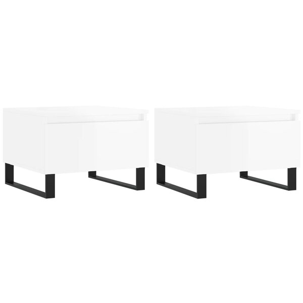 vidaXL Tables basses 2 Pièces blanc brillant 50x46x35cm bois d'ingénierie