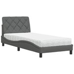 vidaXL Lit avec matelas gris foncé 90x200 cm tissu