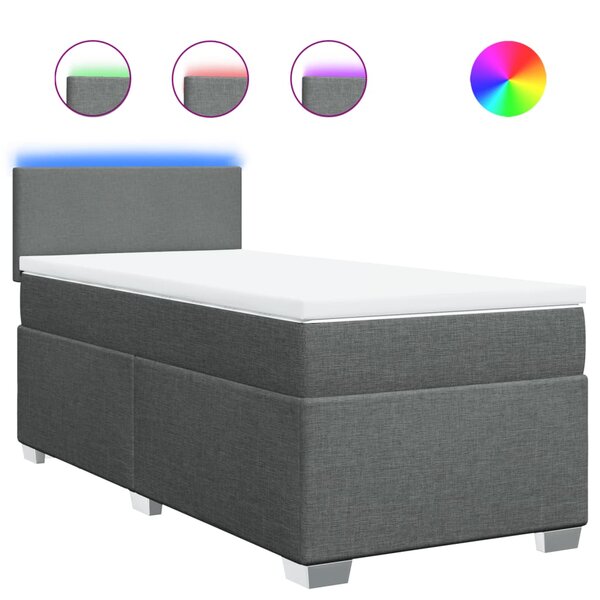vidaXL Sommier à lattes de lit avec matelas Gris foncé 80x200 cm Tissu