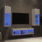vidaXL Unités murales TV avec LED 5 Pièces blanc bois d'ingénierie