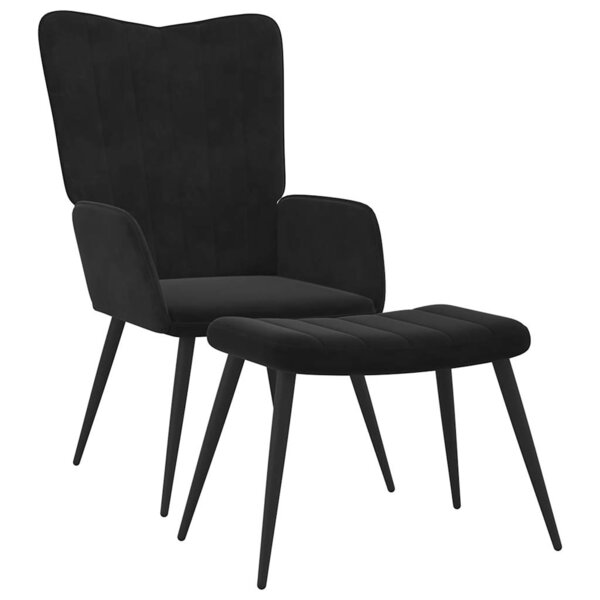 vidaXL Chaise de relaxation avec tabouret Noir Velours