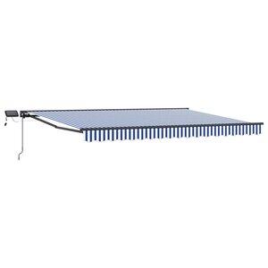 vidaXL Cadre de store manuel avec LEDs Bleu Blanc Anthracite 4 × 3 m