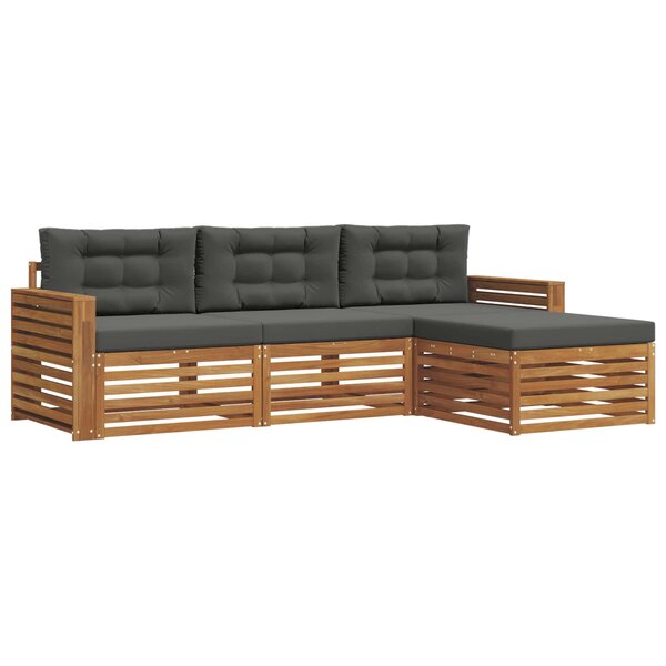 vidaXL Ensemble de canapés d'extérieur 4 pc Naturel et Anthracite