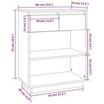 vidaXL Armoire console Blanc 60x34x75 cm Bois de pin solide