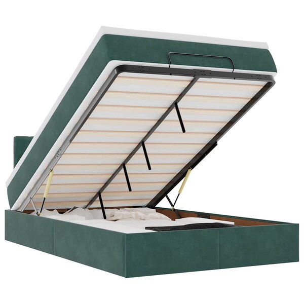 vidaXL Cadre de lit ottoman avec matelas vert foncé 120x200 cm velours