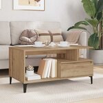 vidaXL Table basse chêne artisanal 90 x 49 x 45 cm Bois d'ingénierie