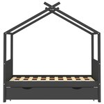 vidaXL Cadre de lit enfant avec tiroir gris foncé pin massif 80x160 cm