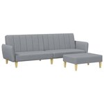 vidaXL Canapé-lit à 2 places avec repose-pied gris clair tissu