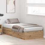 vidaXL Cadre de lit avec stockage chêne artisanal 200 x 80 x 31 5 cm