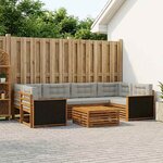 vidaXL Ensemble de canapés d'extérieur 7 Pièces Naturel et gris clair