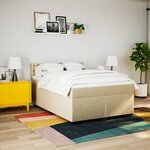 vidaXL Sommier à lattes de lit avec matelas Crème 140x190 cm Tissu
