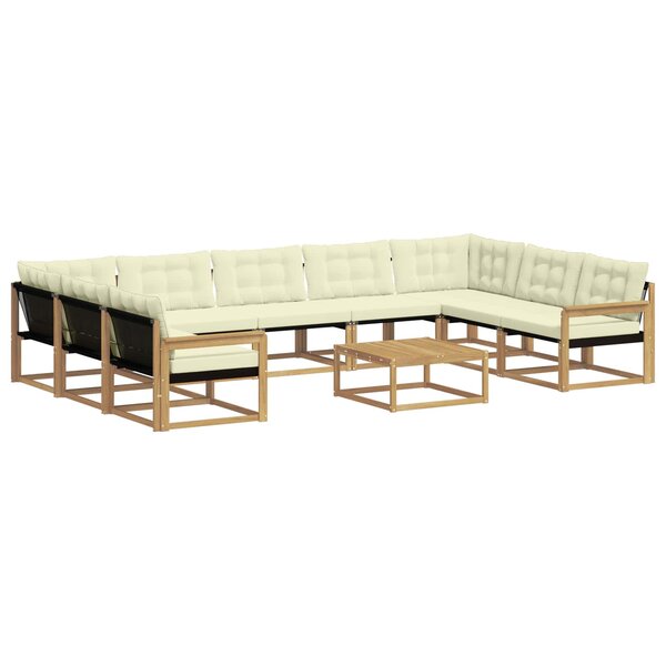 vidaXL Ensemble de canapés d'extérieur 10 Pièces Blanc et crème