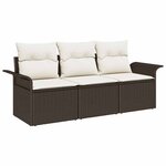 vidaXL Ensemble de canapé de jardin 3 Pièces Marron Poly rotin