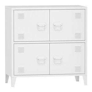 Armoire de bureau casier de bureau meuble de rangement pour salon bureau chambre atelier métallique à 4 portes acier 82 x 80 x 40 cm blanc 03_0006326