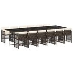 vidaXL Ensemble à manger de jardin avec coussins 13 Pièces marron rotin