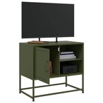vidaXL Meuble TV vert olive 68x39x60 5 cm acier