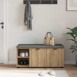vidaXL Banc d'entrée avec coussin Uni Chêne artisanal 100 x 38 x 46 cm