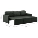 vidaXL Canapé-lit modulaire 3 places Gris Similicuir