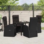 vidaXL Ensemble de salle à manger pour jardin 5 Pièces Noir polyrotin