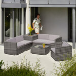 Tectake Canapé de jardin PISE 5 places avec coffre de rangement, variante 2 - gris clair