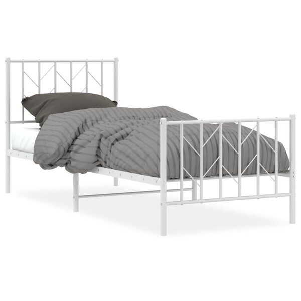 vidaXL Cadre de lit métal sans matelas avec pied de lit blanc 80x200cm