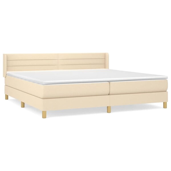 vidaXL Sommier à lattes de lit avec matelas Crème 200x200 cm Tissu