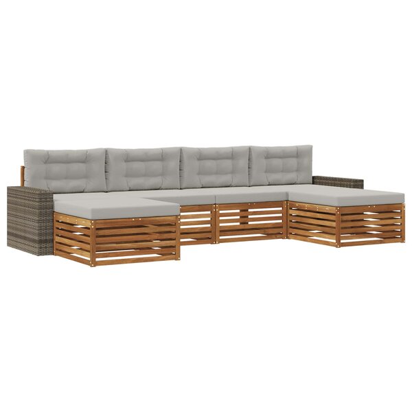 vidaXL Ensembles de canapés avec coussin 6 Pièces Bois d'Acacia Massif