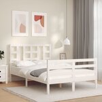 vidaXL Cadre de lit avec tête de lit blanc 120x200 cm bois massif