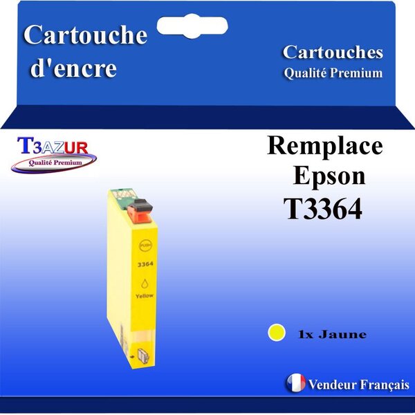 T3AZUR - Cartouche Compatible avec Epson 33  33XL pour Expression Premium XP-530 XP-540 XP-630 XP-635 XP-640 XP-645 XP-7100 XP-830 XP-900 - Jaune