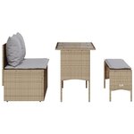 vidaXL Ensemble à manger de jardin et coussins 3 Pièces Beige poly rotin