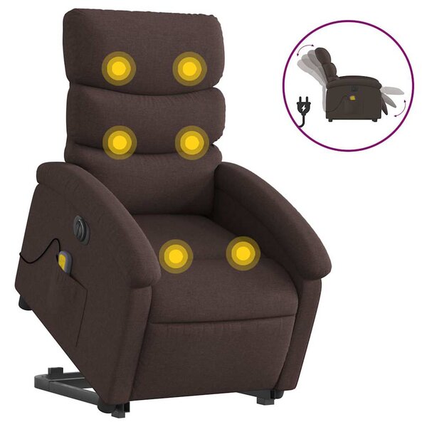 vidaXL Fauteuil inclinable de massage électrique Marron foncé Tissu