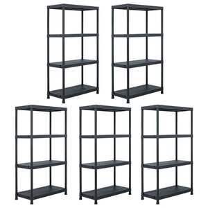 vidaXL Étagères de rangement 5 Pièces Noir 60x30x138 cm Plastique