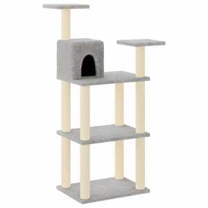 vidaXL Arbre à chat avec griffoirs en sisal gris clair 118 5 cm