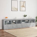 vidaXL Buffet avec lumières LED gris béton 283x37x67 cm