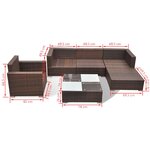 vidaXL Salon de jardin 6 Pièces avec coussins Résine tressée Marron