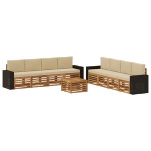 vidaXL Ensemble de canapés d'extérieur 9 pc Naturel et Beige