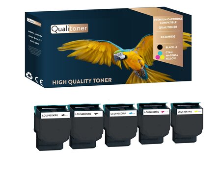 Qualitoner x5 toners c540h1kg (noir x2 + cyan + magenta + jaune) compatible pour lexmark