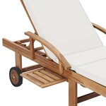 vidaXL Chaises longues avec coussins 2 Pièces Bois de teck solide Crème