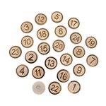 24 chiffres adhésifs en bois MDF Calendrier de l'Avent Ø 3 5 cm - Doré