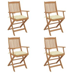 vidaXL Chaises pliables de jardin lot de 4 avec coussins Bois d'acacia