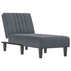 vidaXL Chaise longue gris foncé velours