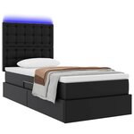 vidaXL Lit avec rangement et LED avec LED Noir 90 x 190 cm Simili cuir