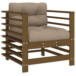 vidaXL Salon de jardin 7 Pièces avec coussins marron miel bois massif